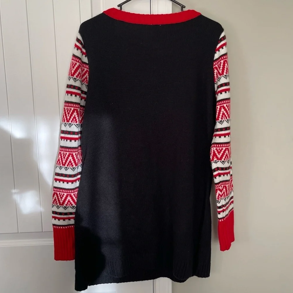 Holiday Time Ugly Christmas Black Red Sweater